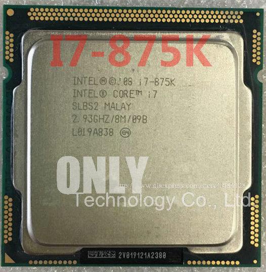 Miễn phí vận chuyển i7 875K 2.93GHz 8M SLBS2 Quad Core 8 luồng máy tính để bàn bộ vi xử lý Máy tính i7-875K CPU Socket LGA 1156 pin