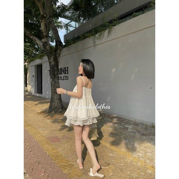 Set áo hai dây ren nơ Wabisabi N0603