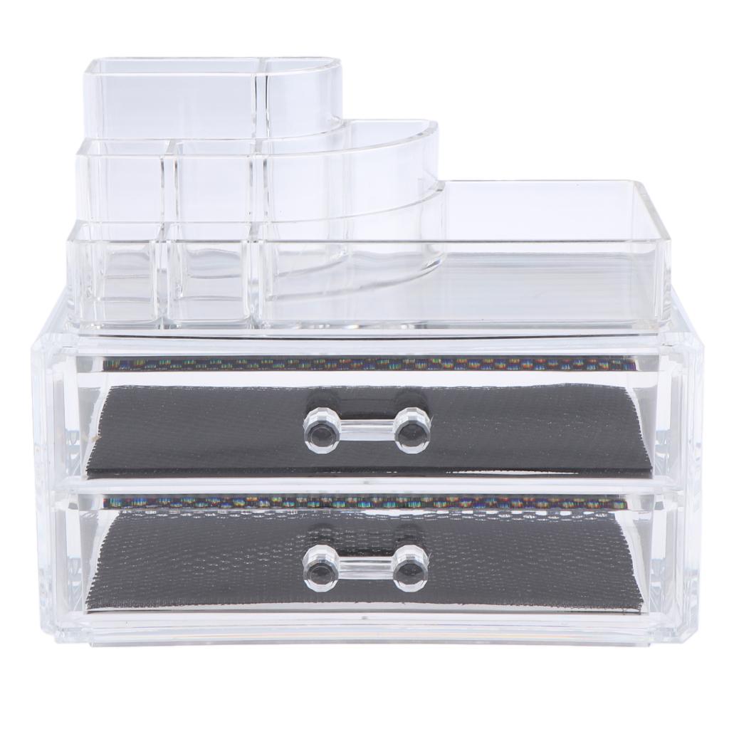 Jewelry Cosmetic Storage Holder Rack 2 Piece Set Acrylic Makeup Organizer