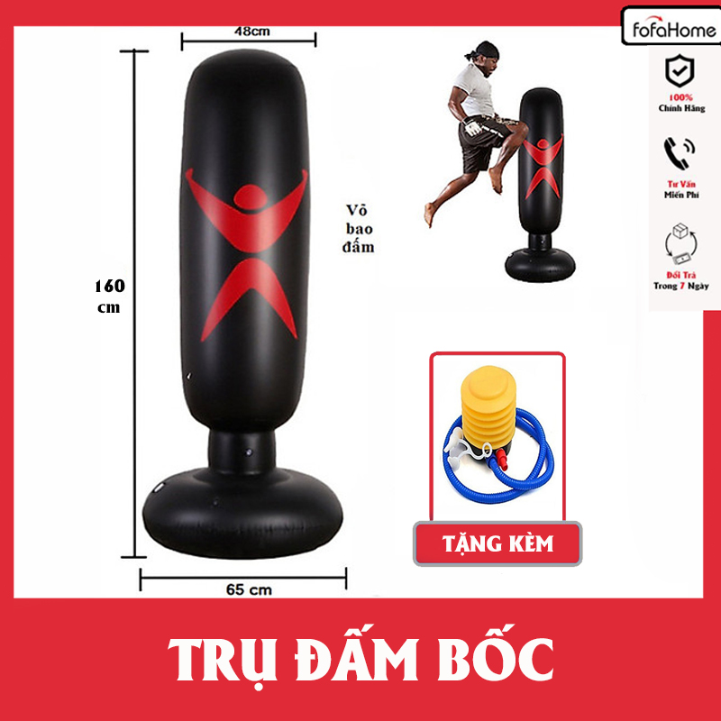 Trụ Hơi Đấm Bốc Tự Cân Bằng - Bao Cát Đấm Bốc Boxing Bơm Hơi Dành Cho Bé Người Lớn Rèn Luyện Tại Nhà Tặng Kèm Bơm Hơi