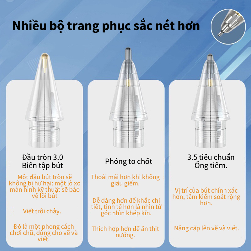 [HÀNG CHÍNH HÃNG GOOJODOQ] CD3265. - Đầu ngòi bút thay thế loại nhám cao cấp cho bút Apple Pencil 1 và 2 ngòi bút gốc kim loại 4.0