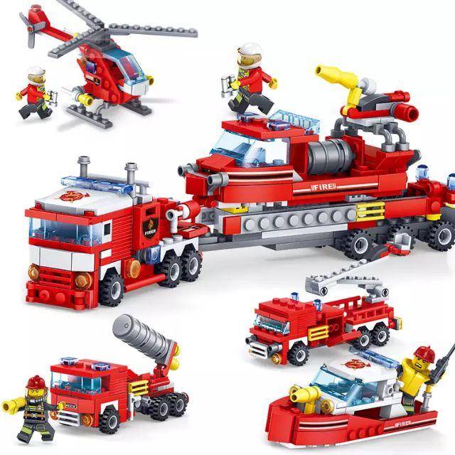 Bộ xếp hình thông minh 4 trong 1 kiểu lego - sky 85012 mô hình xe cứu hỏa