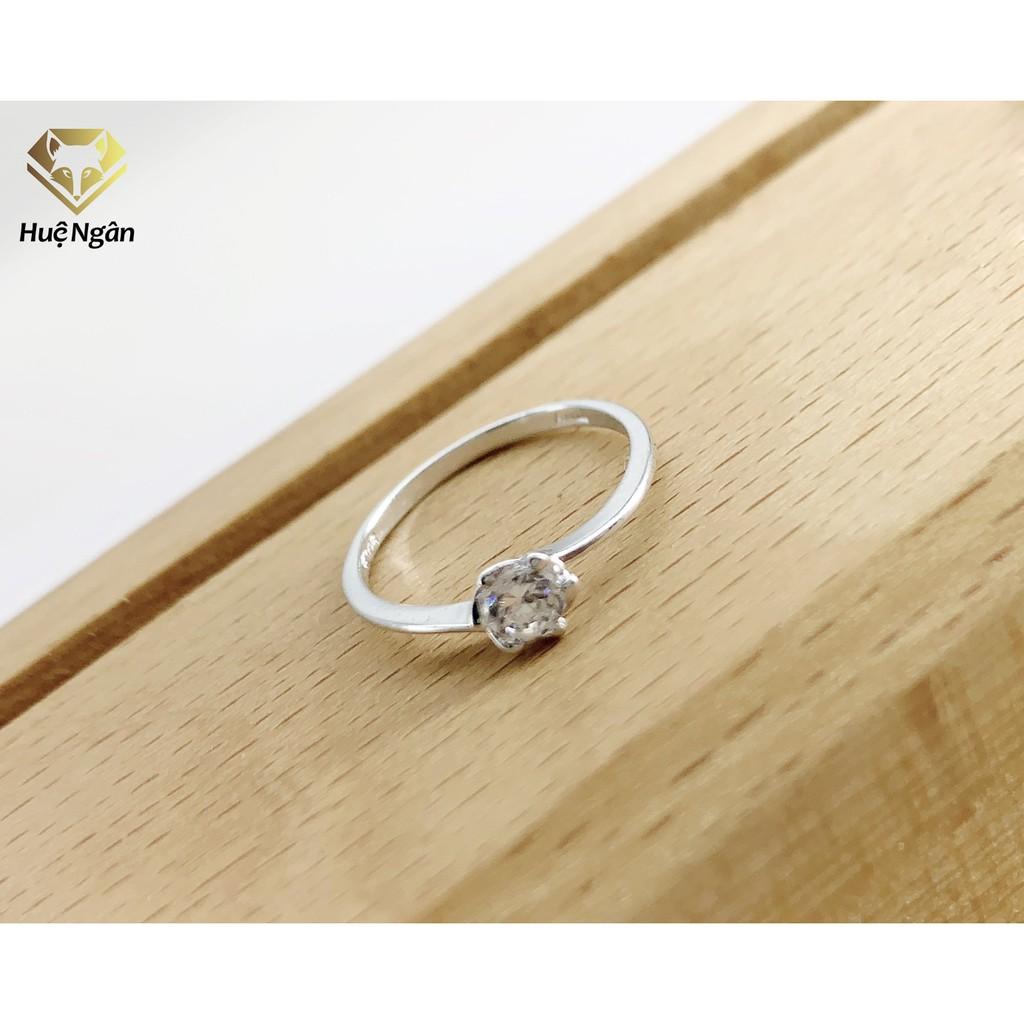 Nhẫn bạc Ý 925 Huệ Ngân - Một viên đá đơn giản xinh xắn TJ021