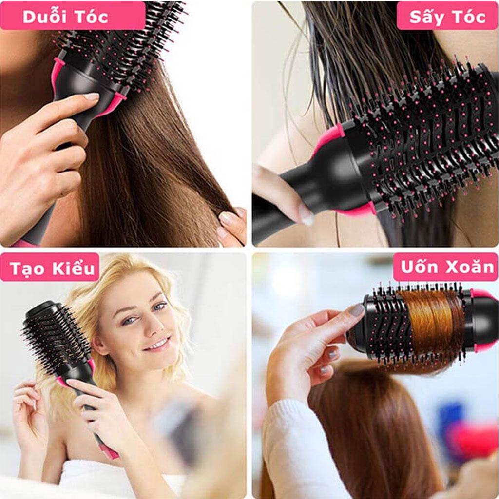 Lược tròn tạo phồng tóc - sấy tóc cụp - tạo phồng tóc ONE STEP, Lược Uốn Cúp Sấy Tóc Đa Năng - Lược Tròn Xoay 360 độ