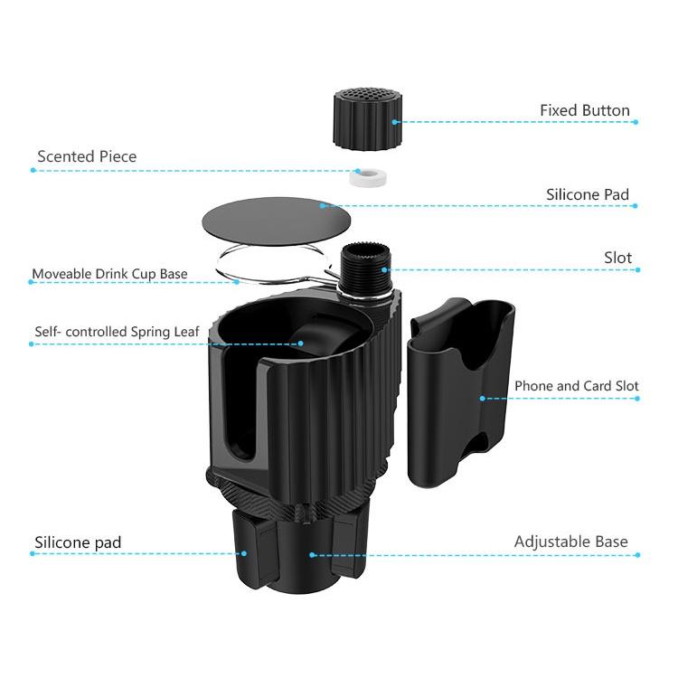 Giá Đỡ Cốc Uống Nước Gắn Trên Xe Hơi Có Thể Điều Chỉnh Xoay 360 Độ° Giá Đỡ Điện Thoại Xoay Chuyển Đổi Chai Nước Tiện Dụng