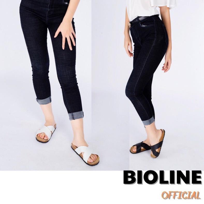 Dép birken đế trấu quai chéo Bioline da pu chống nước P03 - Bioline Official