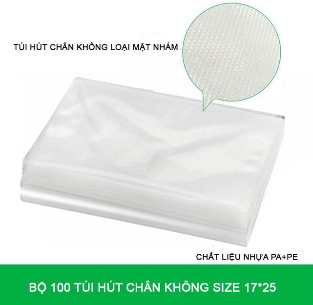 Set 10 Túi Hút Chân Không Một Mặt Nhám Cho Máy Vacuum Sealer 25X17Cm