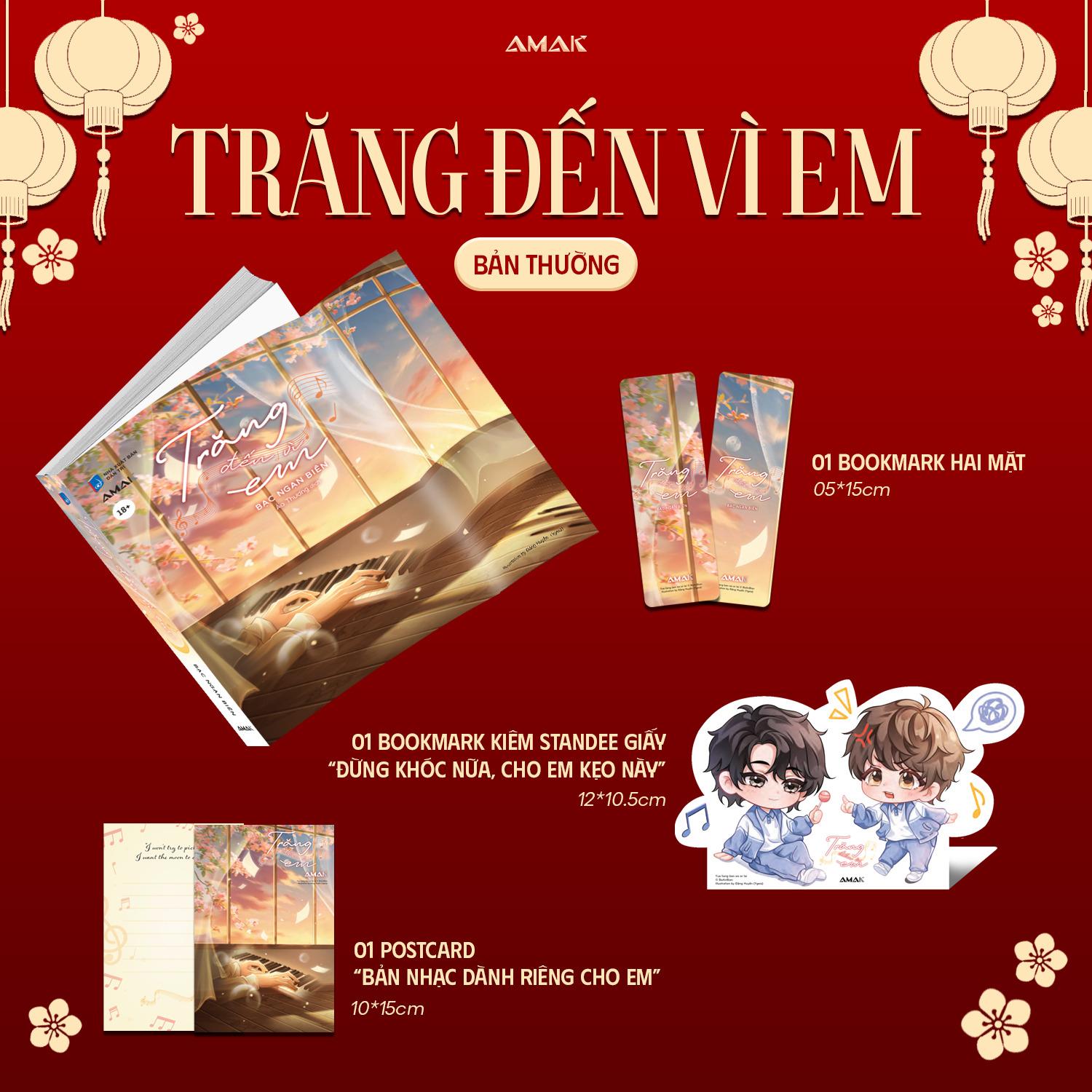 Sách - Trăng Đến Vì Em - Tặng Kèm Boomark + Boomark Kiêm Standee Giấy + Postcard 2 Mặt