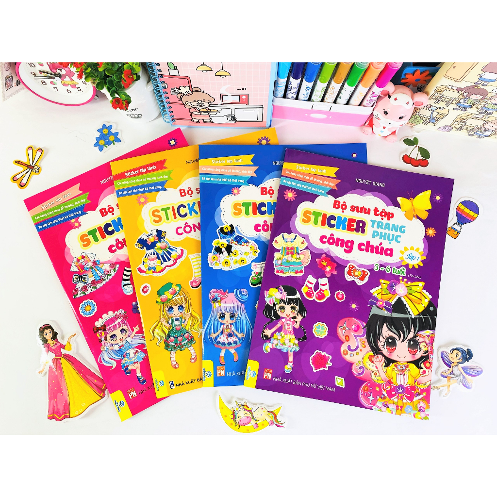 Sách - Combo 4 Cuốn Bộ Sưu Tập Sticker Trang Phục Công Chúa - Ndbooks