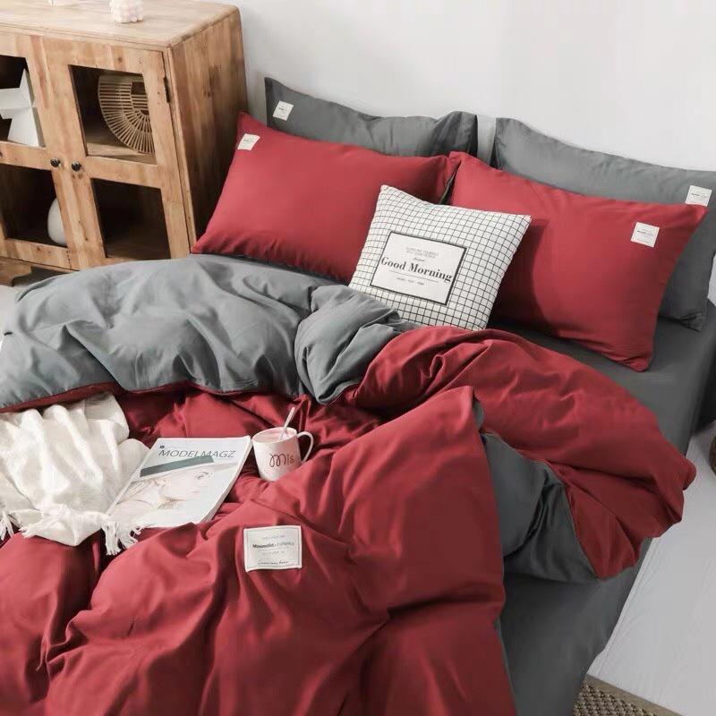 Bộ chăn ga gối cotton TiCi cao cấp KHÔNG BAI XÙ, hàng nhập khẩu một màu - BO CHUN THEO YÊU CẦU