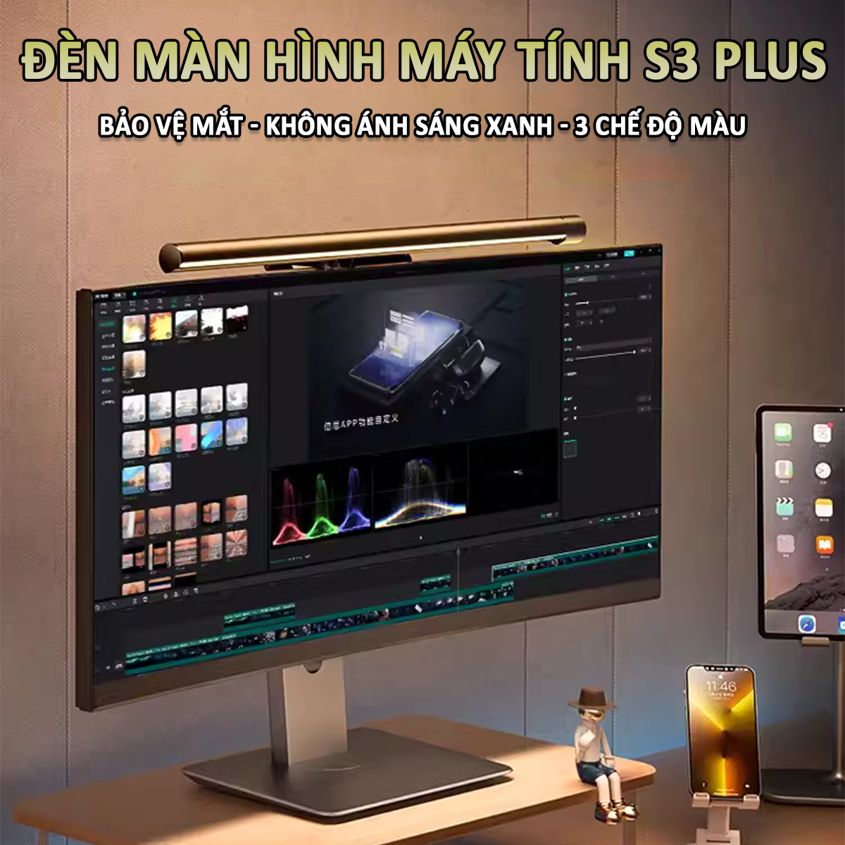 Đèn Màn Hình Máy Tính S3 Plus bảo vệ mắt trống ánh sáng xanh - D1663