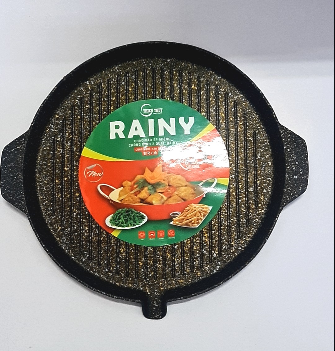 Khay nướng không khói vân đá Rainy 5 lớp chống dính dùng được cho bếp từ, đường kính 28cm