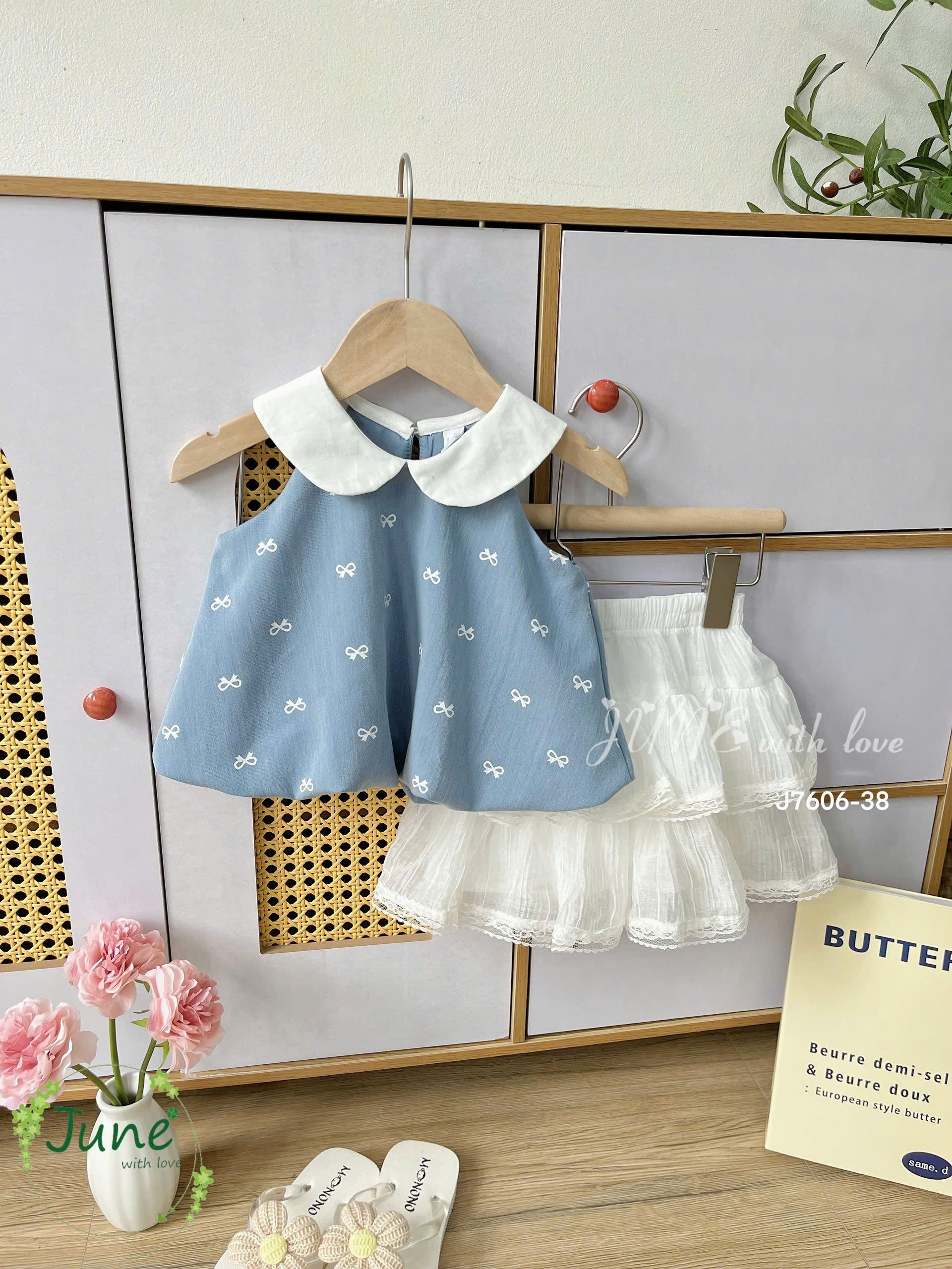 Set váy tiểu thư cho bé gái size 10-40kg hàng thiết kế cao cấp