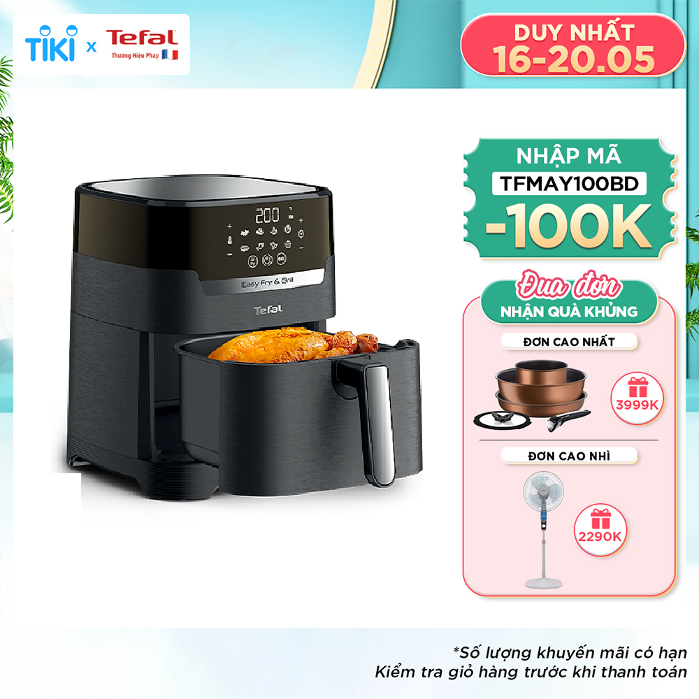 Nồi chiên, nướng không dầu điện tử Tefal 2 trong 1 EY505815, Dung tích lòng nồi 4.56L / sử dụng 4.2L /1.2kg- Hàng chính hãng