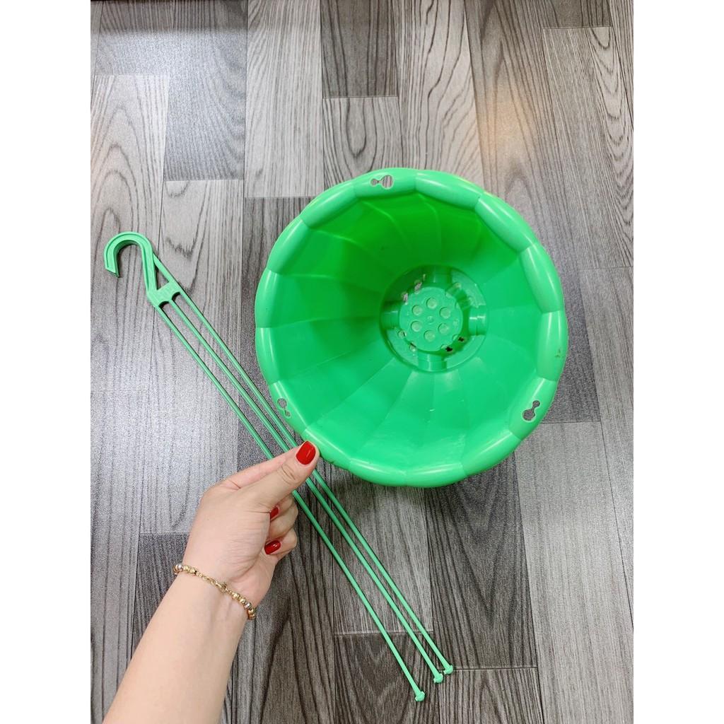 Chậu nhựa treo trồng cây- Chậu bí treo trồng hoa, cây cảnh kèm dây treo, cỡ To hàng loại 1 dày đẹp.