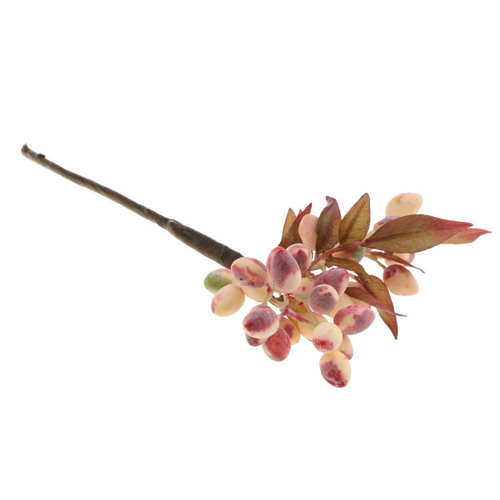 2X Artificial Plant Flower Olive Fruit Berries Bouquet Home Decor White Pink