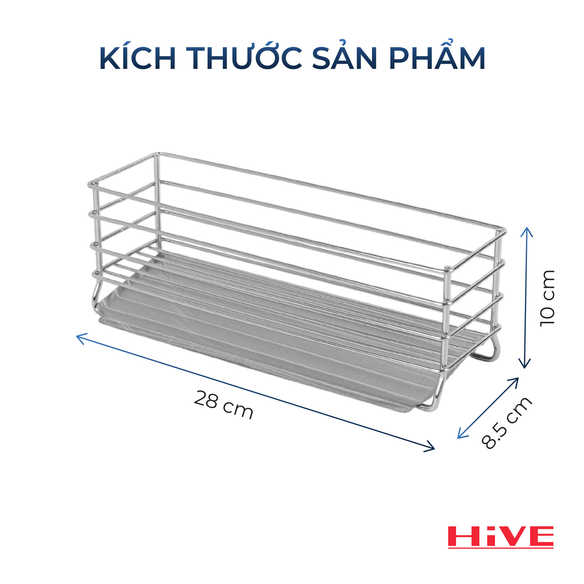 Kệ đựng dụng cụ rửa chén HiVE (HPH-SPAT RACK 304) (Kèm hộp nhựa + khay inox)