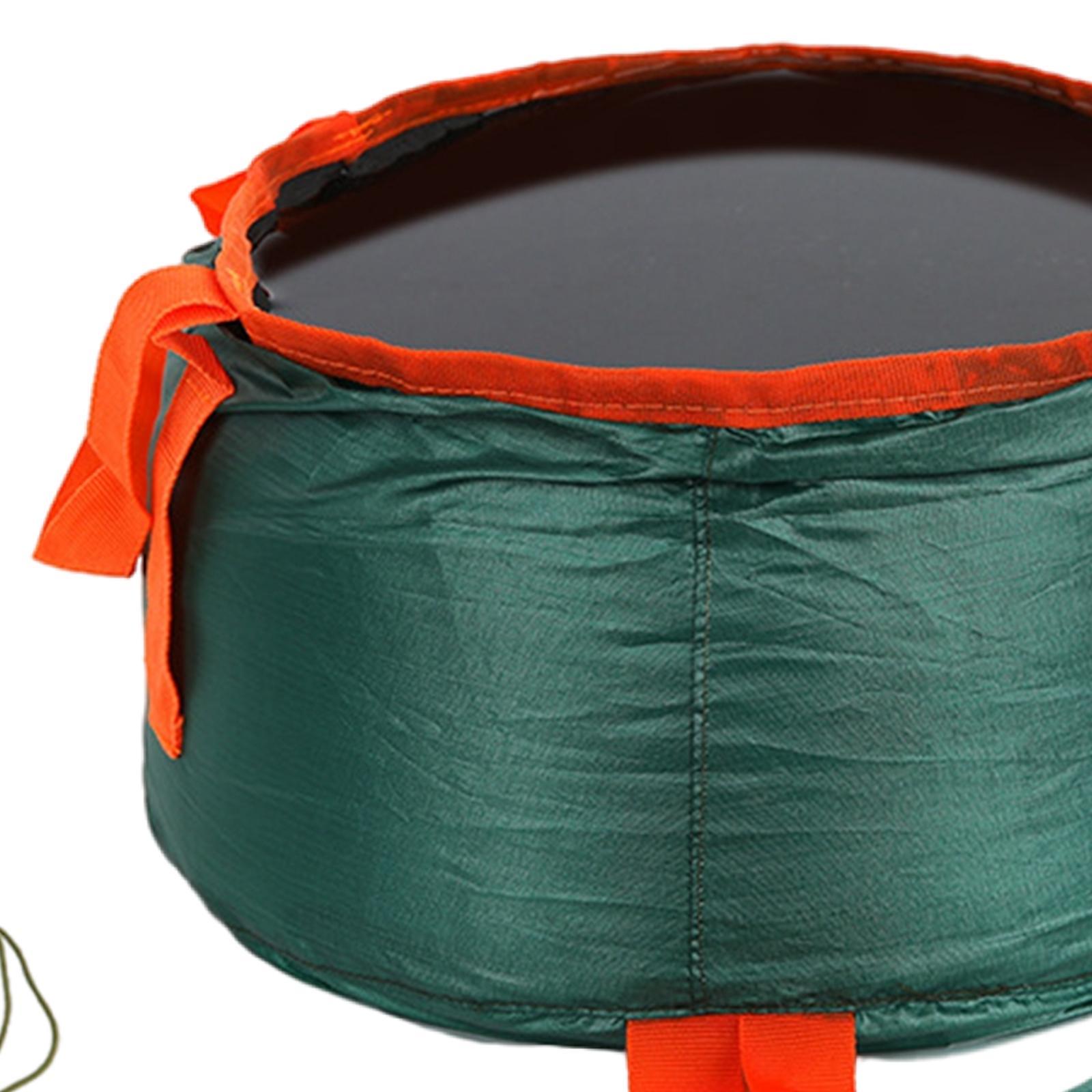 Collapsible Bucket Foldable for Camping with Bag Wash Basin Dark Green