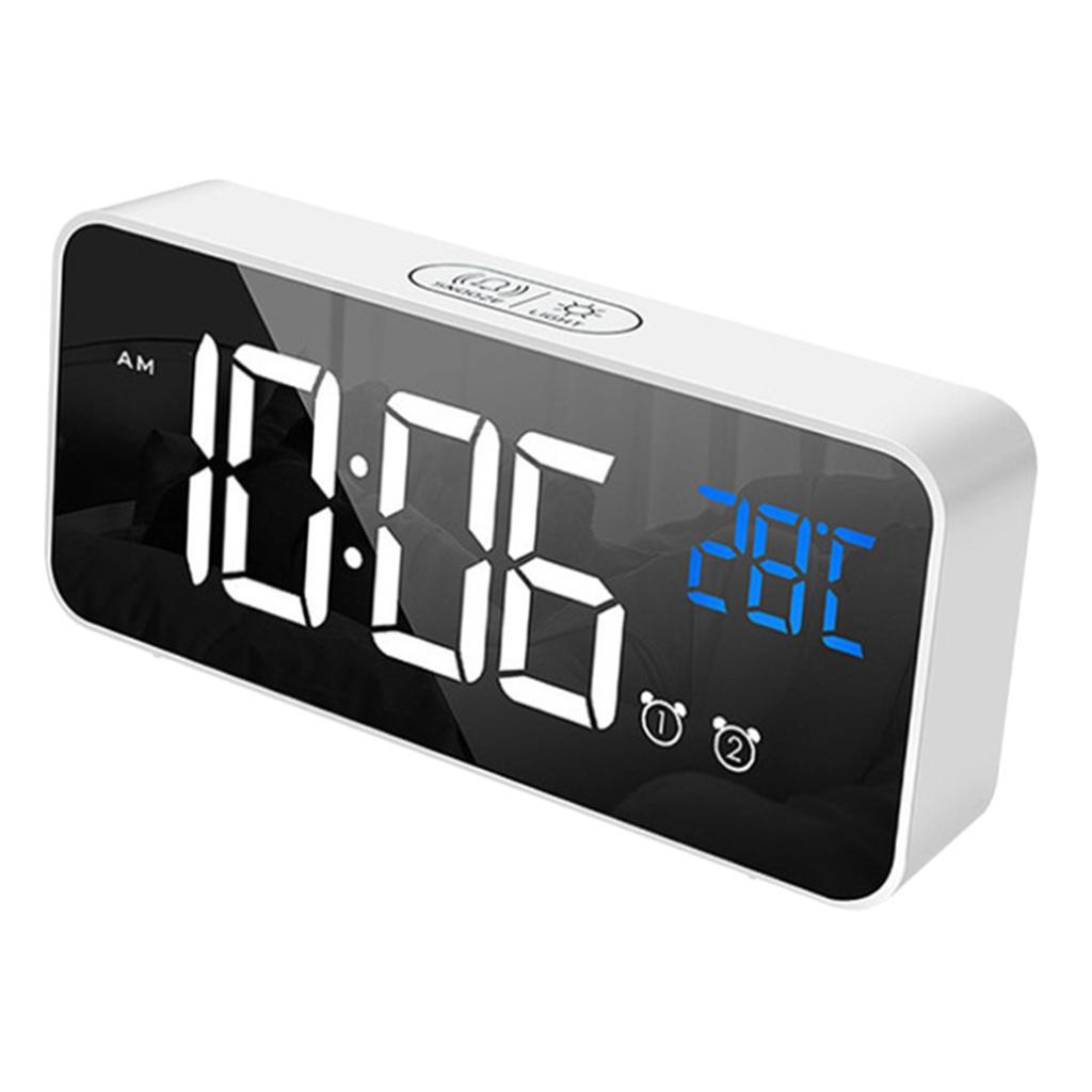 Silent Electronic Alarm Clock Mirror Surface Clock Desktop/Shelf Clock Silver