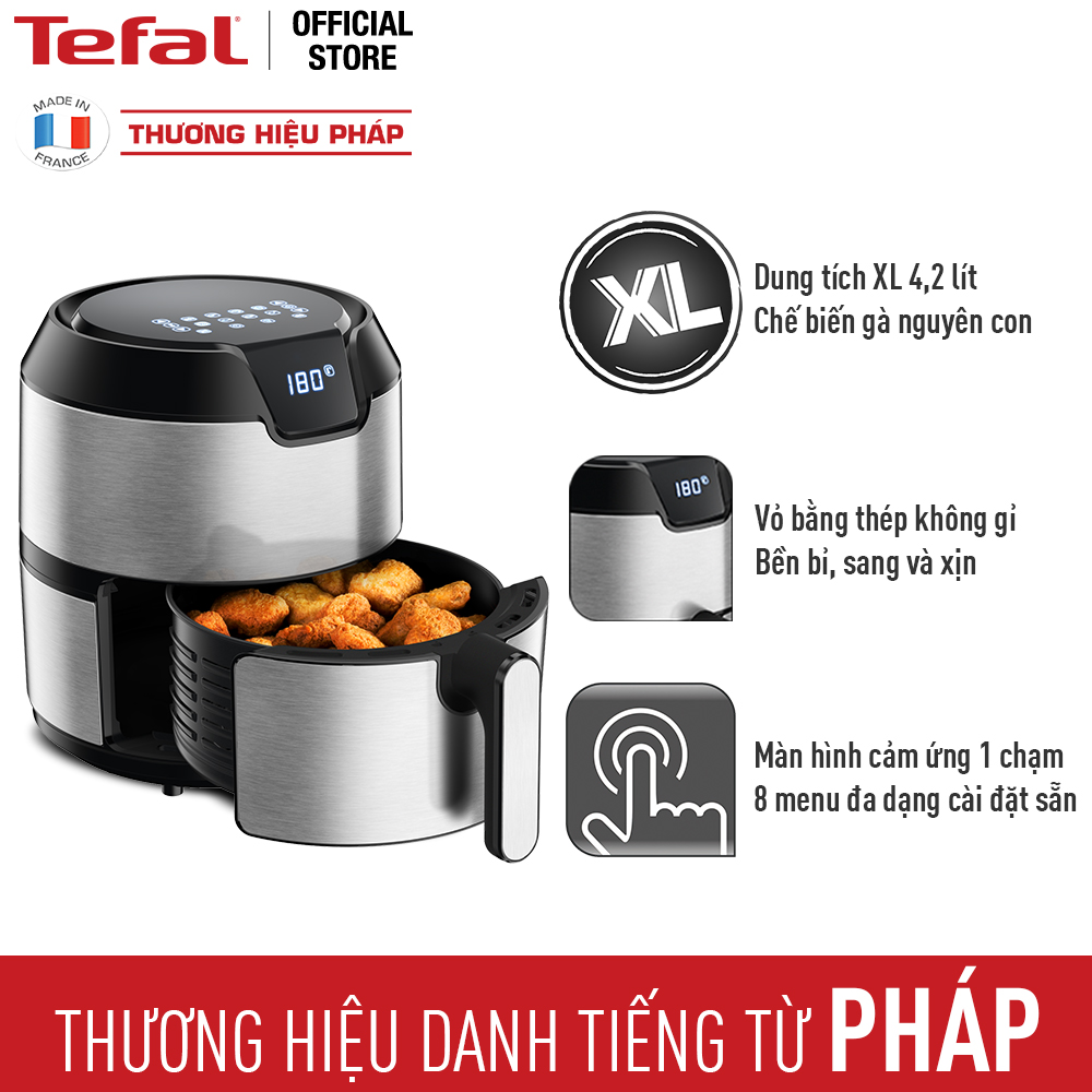 [Gift] Nồi chiên không dầu Tefal 4.2 Lít - Vỏ thép - EY401D15 - Hàng chính hãng