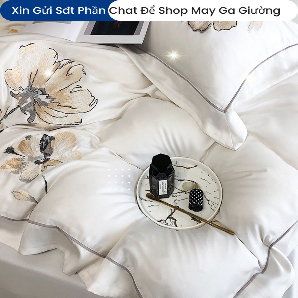 Bộ Chăn Ga Gối Lụa Tencel ANNA NGUYÊN Cao Cấp Chuẩn Khách Sạn 5 Sao Bộ Ga Ra Drap Đệm Chăn Chần Bông Cao Cấp