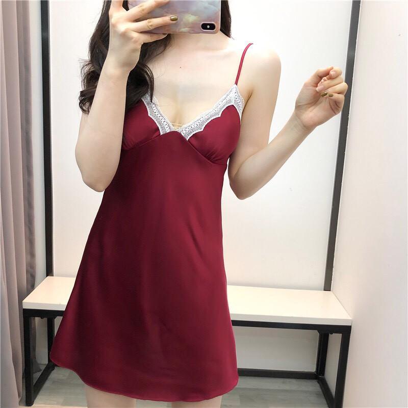 Váy Ngủ 2 Dây HISEXY Chất Lụa Satin Cao Cấp Mặc Nhà Đủ Size Dưới 85Kg MD31