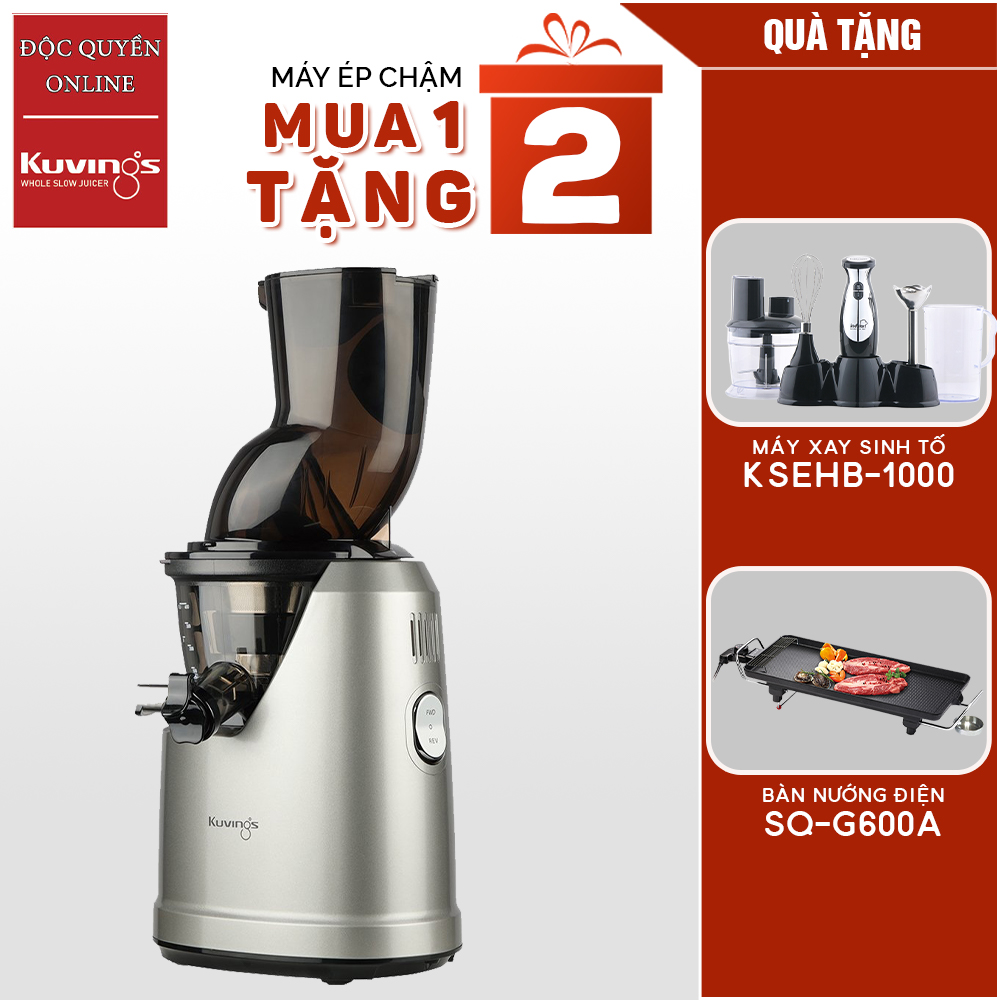 Máy ép chậm Kuvings NS-1725CBC2 (400ml) TẶNG Máy xay sinh tố Koshstar KSEHB-1000 + Bàn nướng Tiger Queen SQ-G600A - Hàng chính hãng