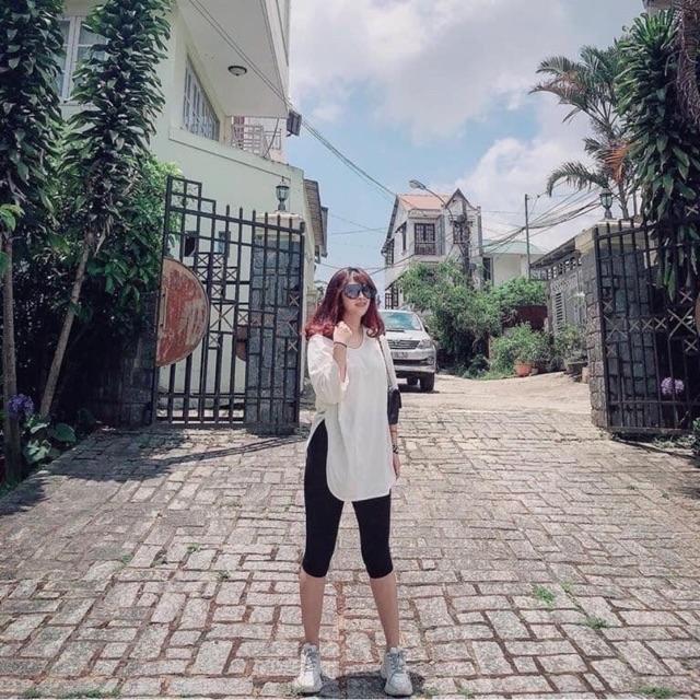 Quần legging ôm màu trơn dáng lửng