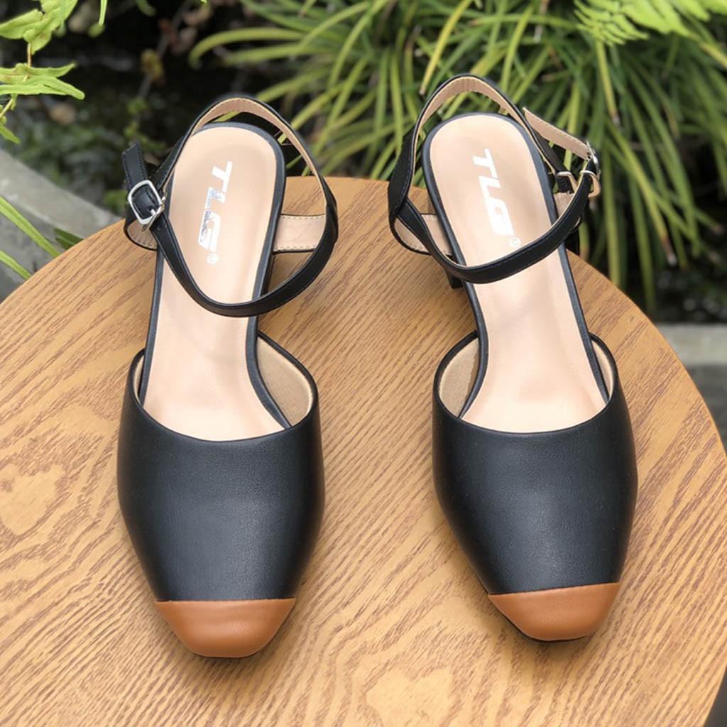 Sandal gót 3p phối mầu 21341