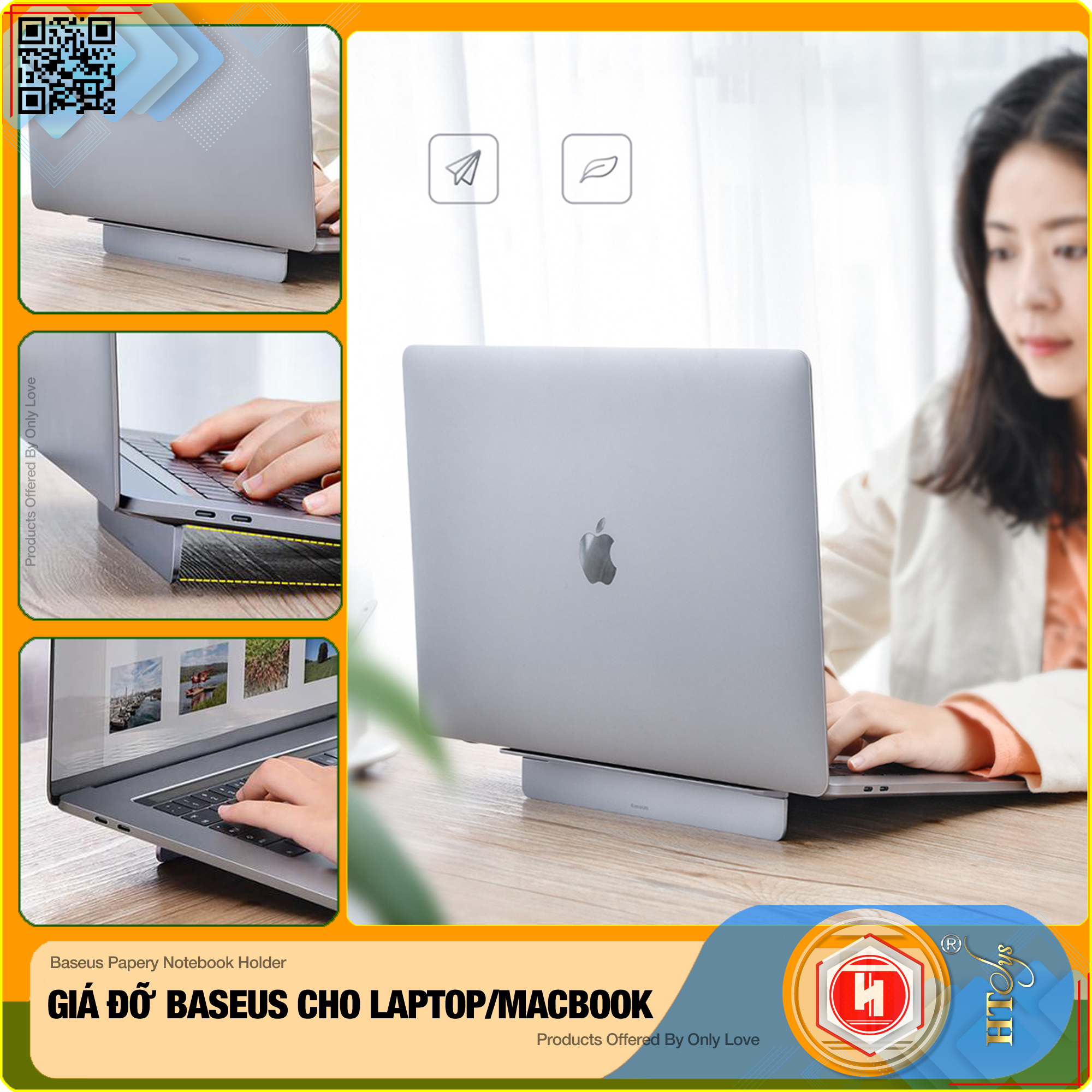 Giá đỡ gấp gọn hợp kim nhôm cho Laptop/Macbook - Đế tản nhiệt dạng xếp, siêu mỏng Baseus Papery Notebook Holder  (0.3cm slim, 8° Angle, Foldable, Portable Alloy Laptop Stand)-Hàng Nhập Khẩu