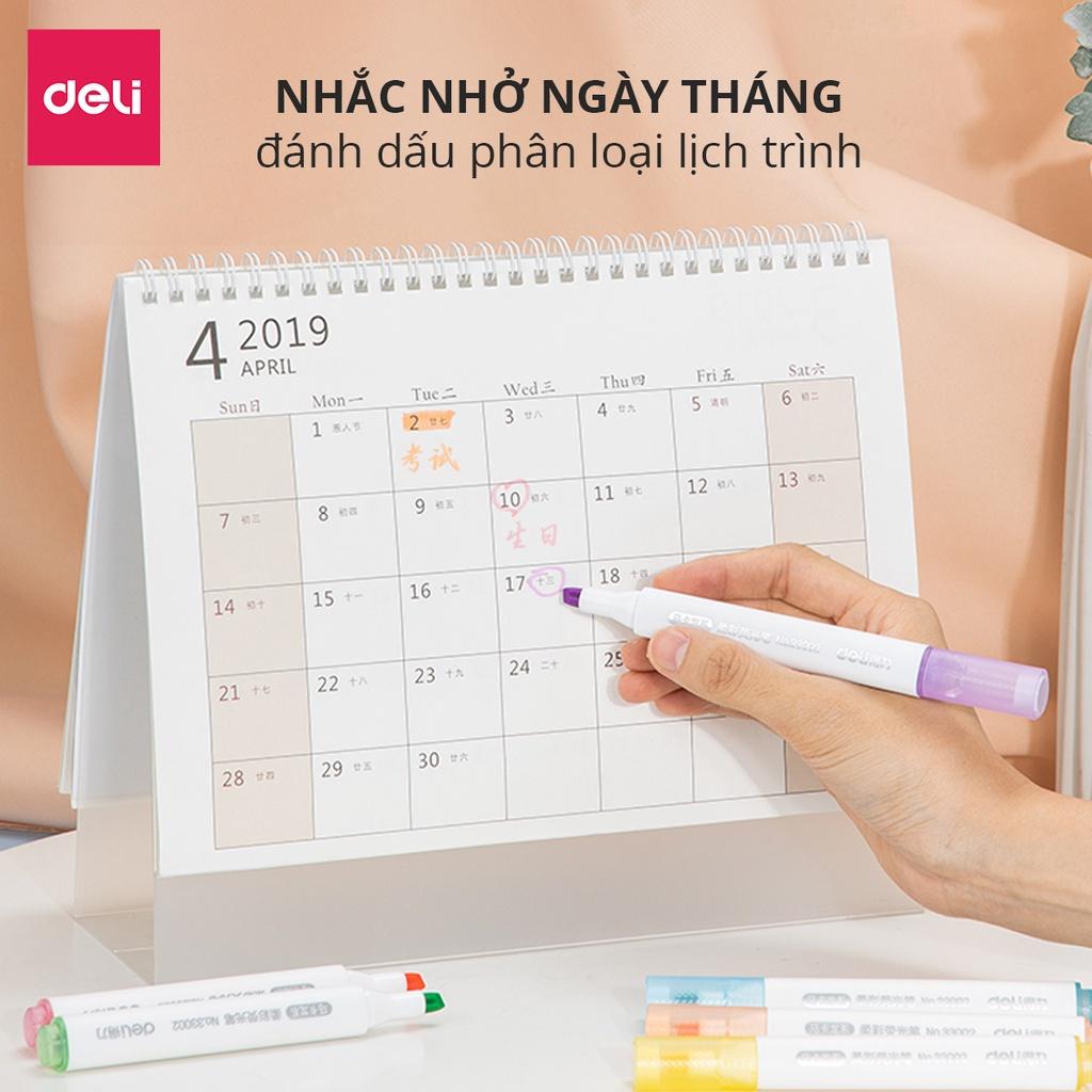 Bút highlight dạ quang dấu dòng Deli hộp 6 chiếc - 33002