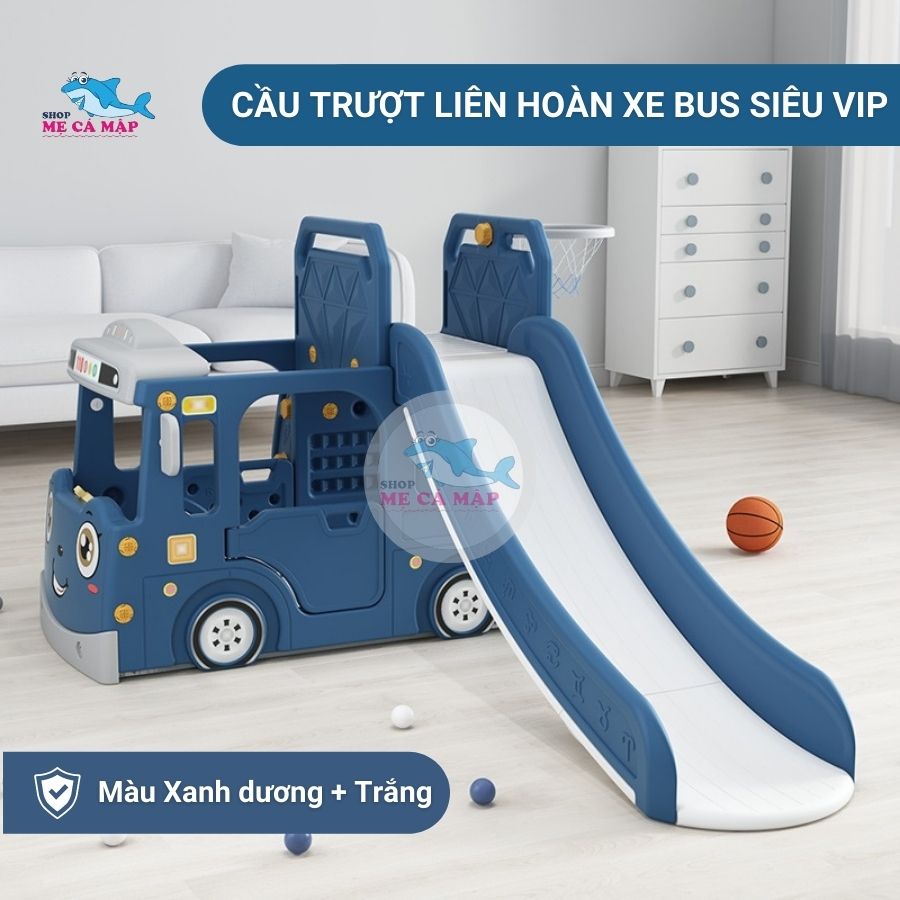 Cầu trượt xe Bus hàng siêu cấp rất dày và nặng, cầu trượt cho bé liên hoàn tải trọng 100kg