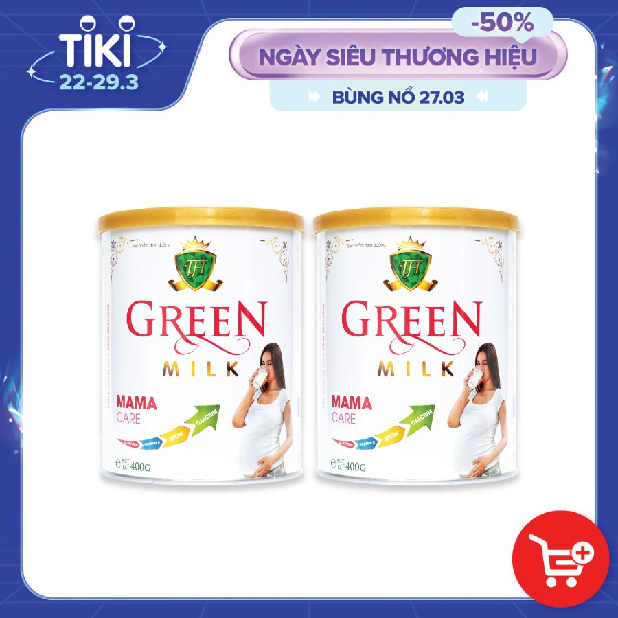 (Tặng 3 Gói Sữa + Gel rửa tay) Bộ 2 Lon Sữa Non Cho Mẹ Bầu GreenMilk Bổ Sung Canxi Dinh Dưỡng Thai Kỳ (400g)