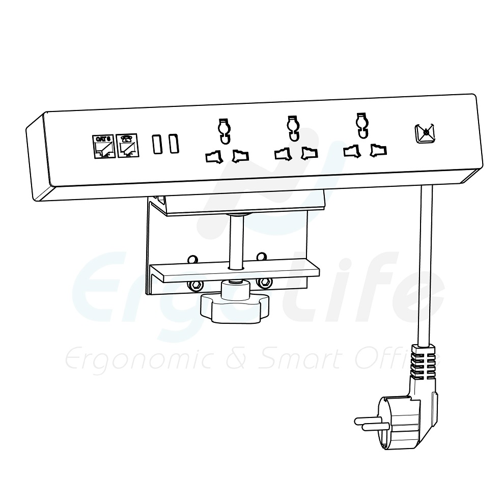 Ổ Cắm Điện Đa Năng Tích Hợp Cổng Sạc USB A Cổng LAN Cat 6 Cat 3 Dây Nguồn 2m Cao Cấp