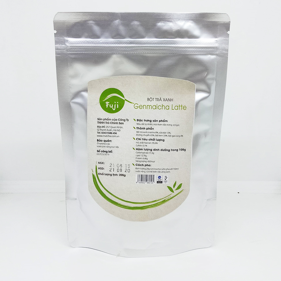 Bột Trà Xanh gạo rang Fuji Genmaicha Latte 200g - Hàng chính hãng, 100% tự nhiên