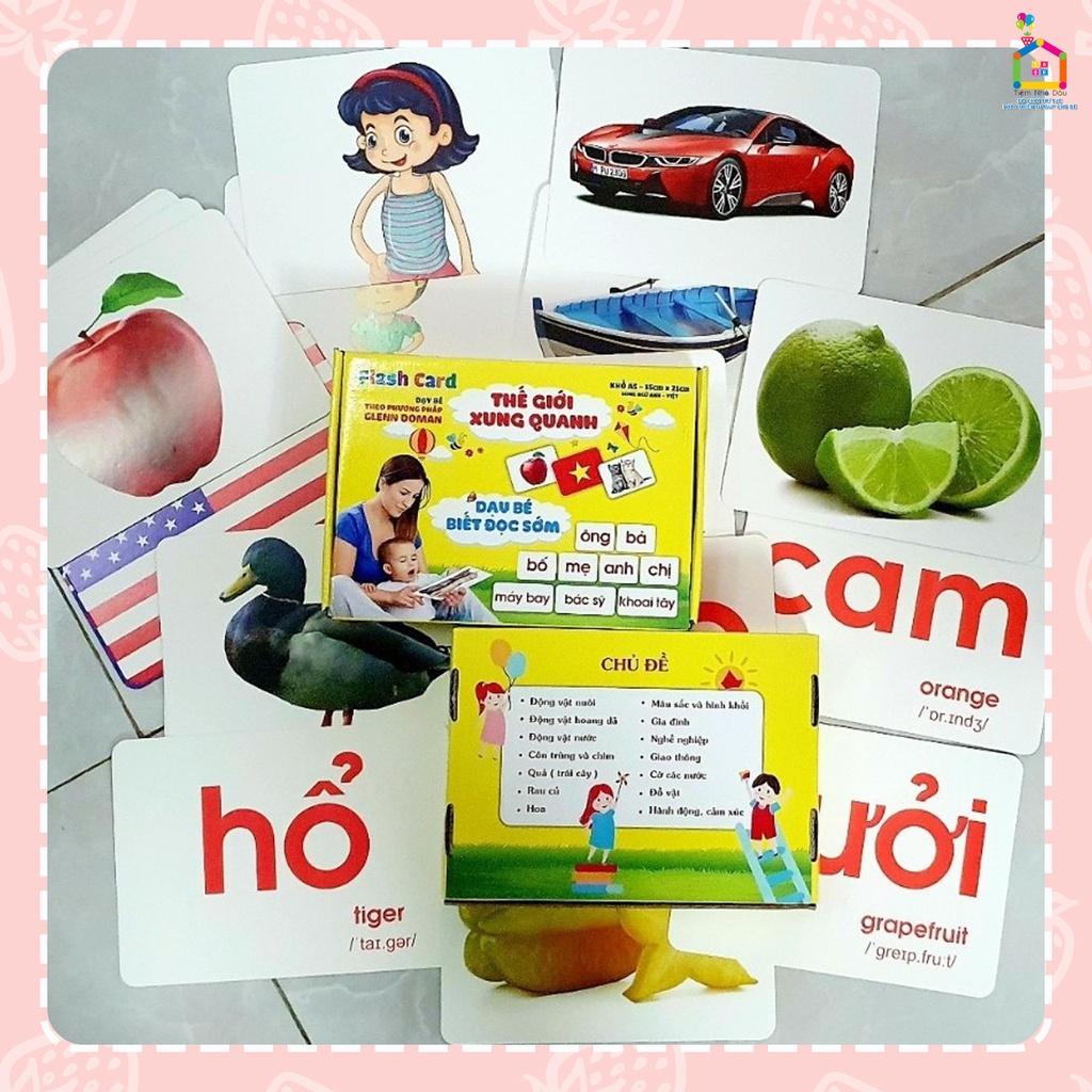 Bộ Thẻ Học Thông Minh 18 Chủ Đề TGXQ loại TO song ngữ A-V loại chuẩn Glenn Doman Flashcard cho bé từ 0-6 tuổi