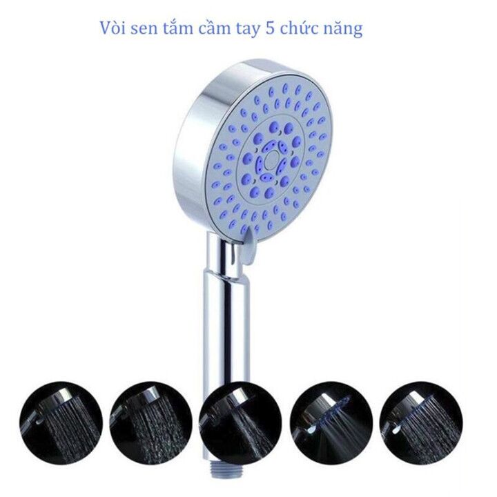 Bộ vòi sen 5 chức năng - dây cấp nước vòi sen lõi đồng cao cấp - giá treo vòi sen