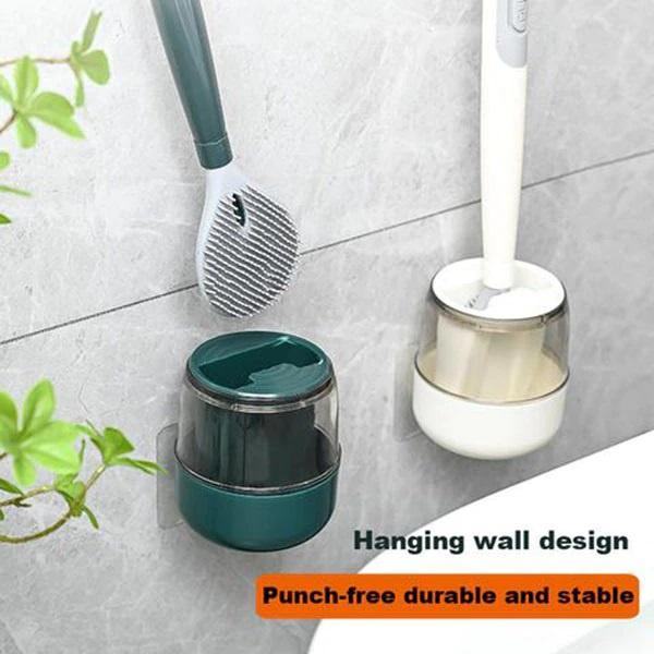 Chổi cọ toilet gắn tường - Bàn chải chà rửa nhà vệ sinh, nhà tắm - Cây cọ silicon có bình chứa xà phòng tiệng dụng