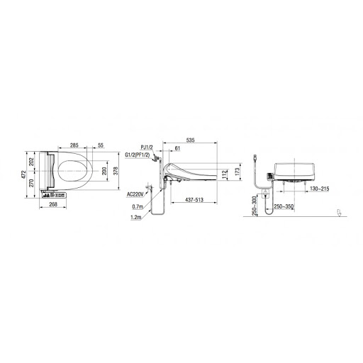 Nắp rửa điện tử bồn cầu American Standard WP-7SL1 Pristine