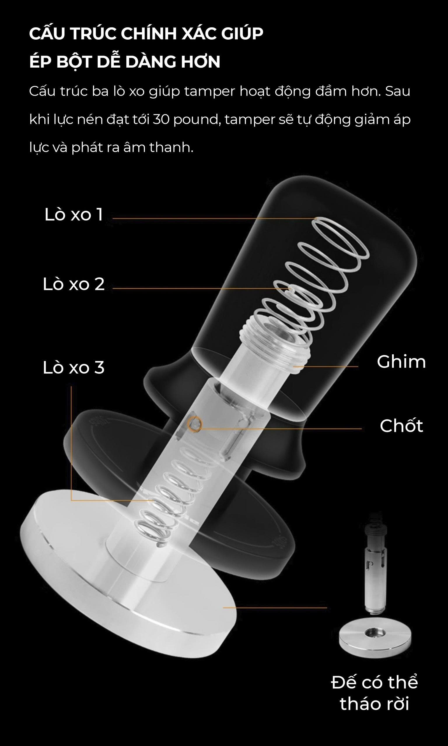 Feepie Tamper nén cà phê cố định lực cân bằng Wood charm