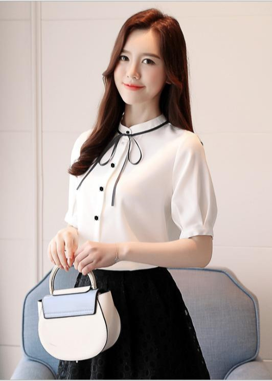 Sơ mi nữ kèm dây cột nơ xinh DV45