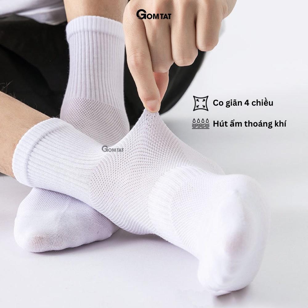 Tất vớ nam nữ cổ trung trơn màu, chất liệu cotton cao cấp, có thiết kế thoáng khí, êm mềm đi mát -GOM-KLB-TRONLUNG