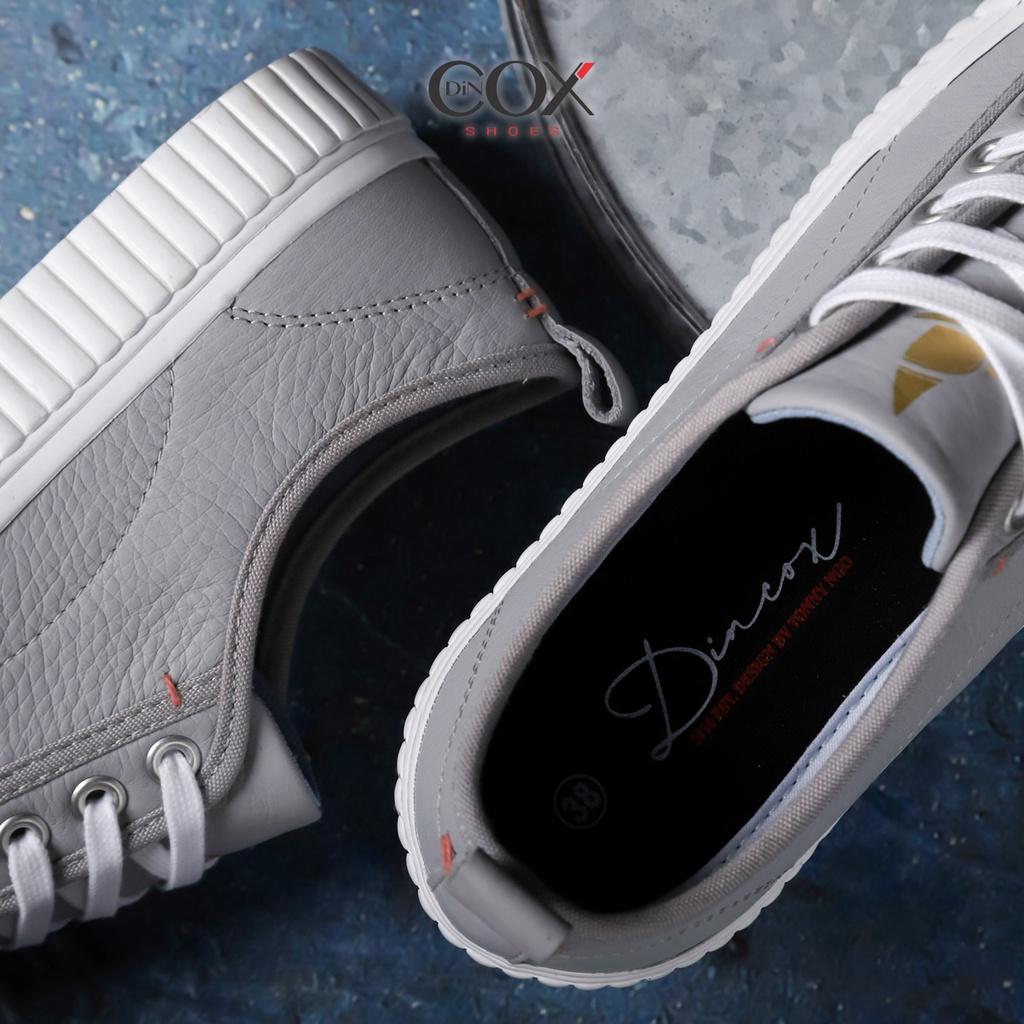 Giày Sneaker Da Bò Thật Nữ DINCOX E02 Grey Sang Trọng