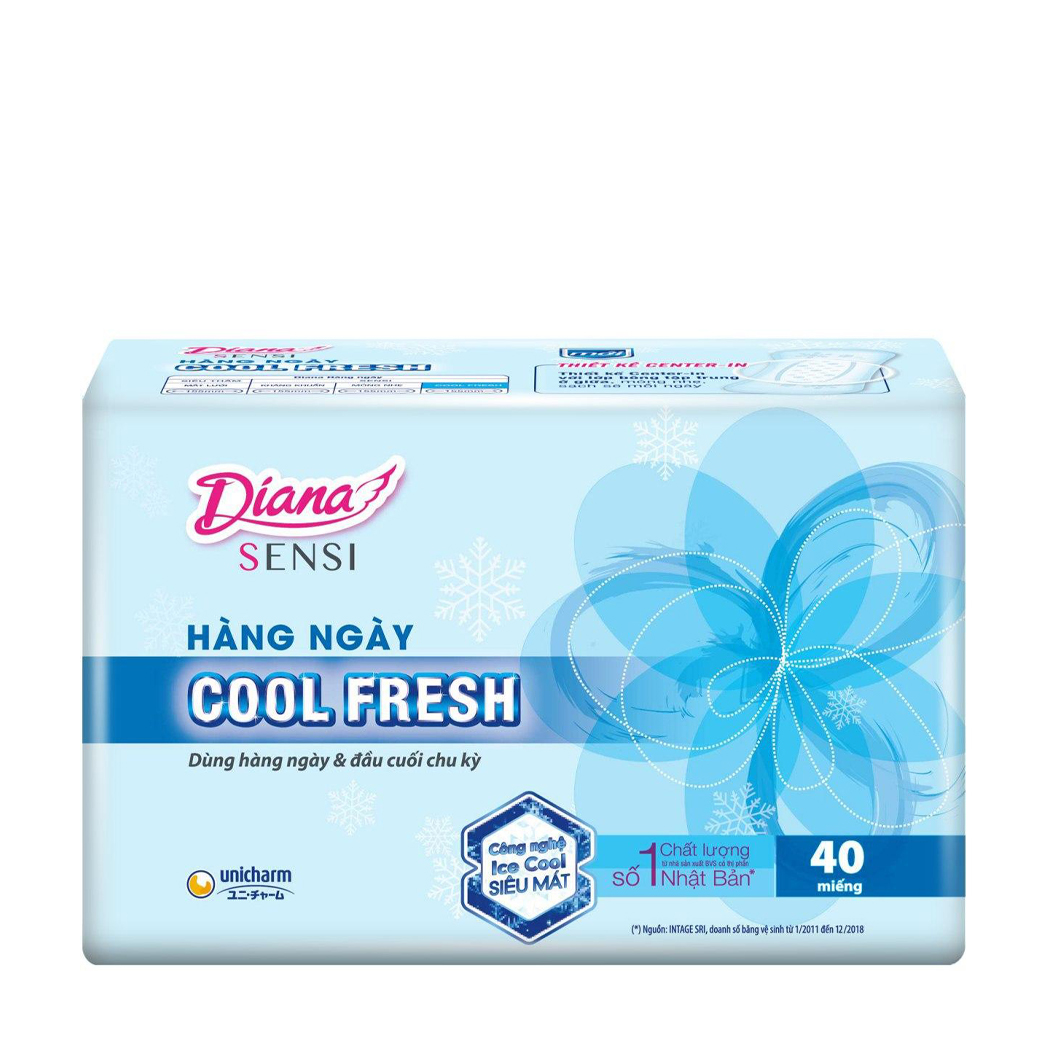 Băng vệ sinh hàng ngày Diana Sensi Cool Fresh mát lạnh (Gói 40 miếng)