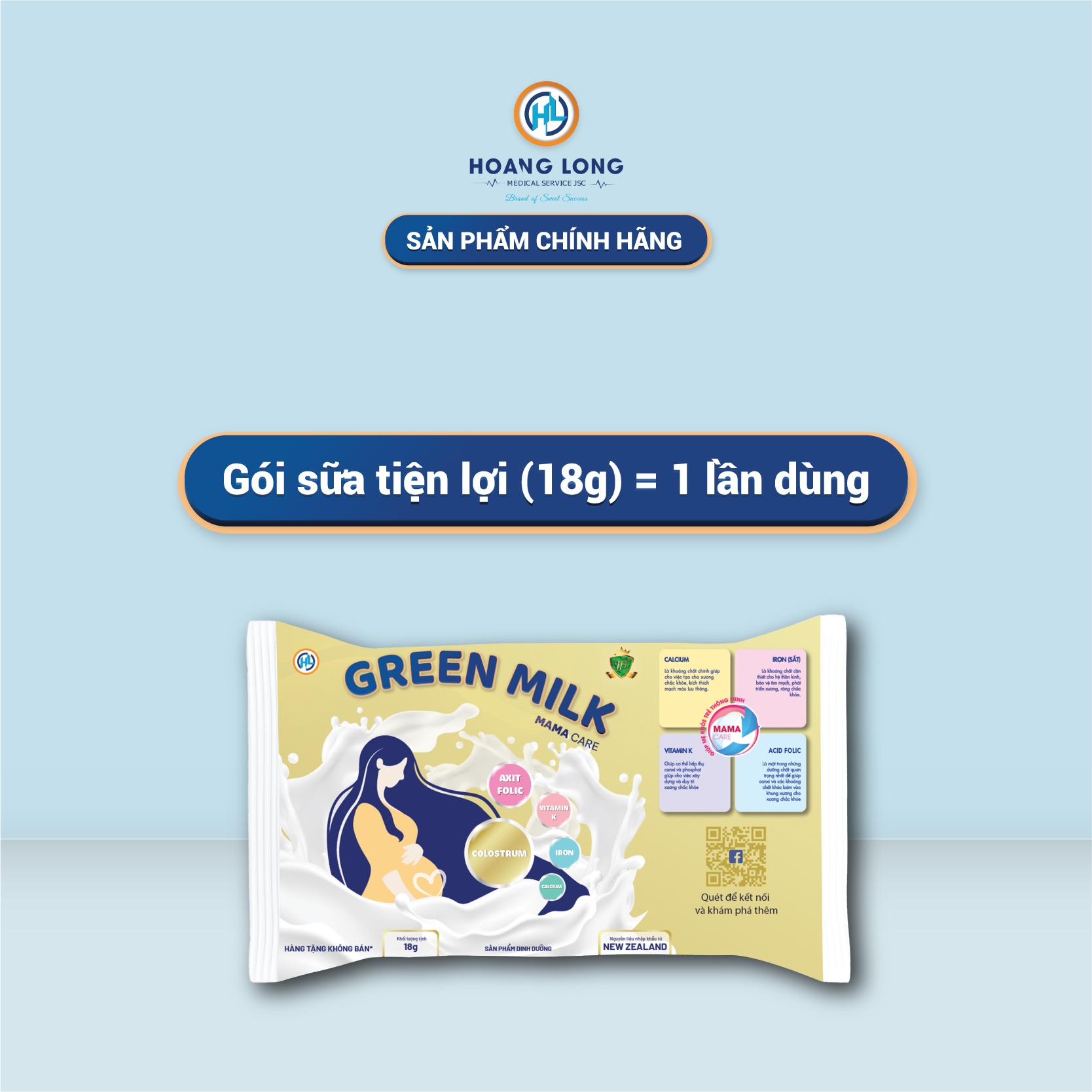 (Gói 18g 1 lần dùng tiện lợi) Sữa Non Cho Mẹ Bầu GreenMilk Bổ Sung Dinh Dưỡng Thai Kỳ - Lượng Đường Thấp Không Ngọt Dễ Uống