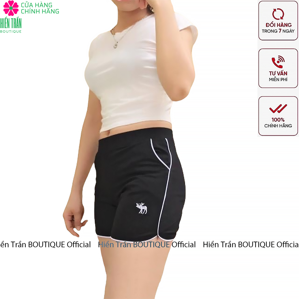 Quần đùi nữ Hiền Trần BOUTIQUE cạp chun vải cotton co giãn sooc short dáng rộng thể thao bigsize đồ mặc nhà