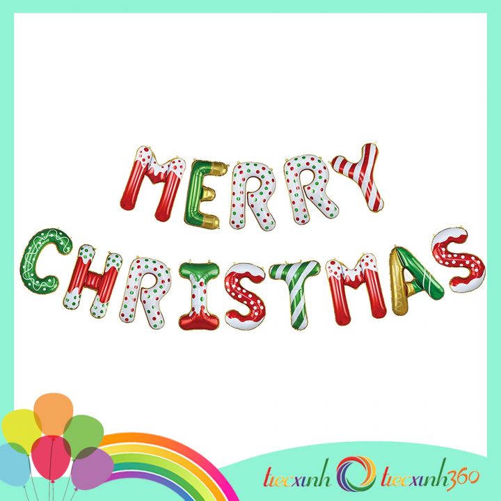 Bong bóng chữ Merry Christmas trang trí Noel