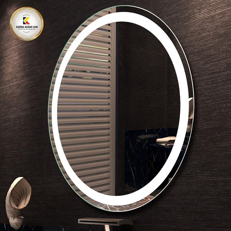 Gương oval bầu dục trang điểm treo tường đèn led cảm ứng thông minh khích thước 60x80 cm - mirror