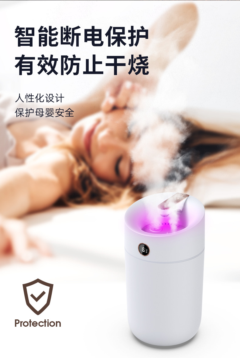 Máy phun sương tạo ẩm cỡ lớn Rhino H801 3000ml, 2 lõi phun, tích hợp đèn 7 màu, dung tích lớn cho không gian rộng - Hàng chính hãng