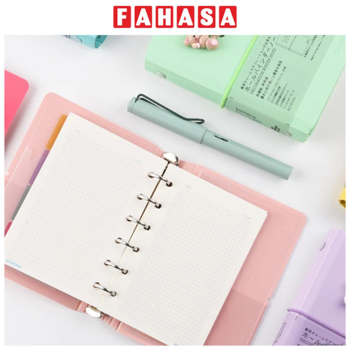 Sổ Còng Trang Trí A6 Bìa Cứng - 80 Trang 4 Lỗ - Sworld ST6188-PE - Purple